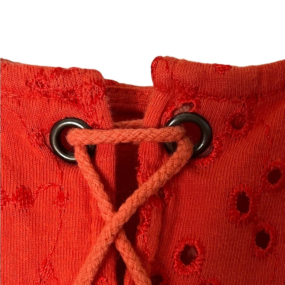 Free People | Dream Date orange cutaway eyelet lace back tank top size m…